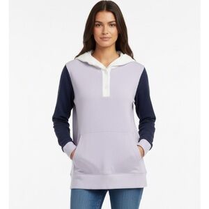 LANDS END “Serious Sweets” ColorBlock Hoodie, Women’s Size S, Purple Navy